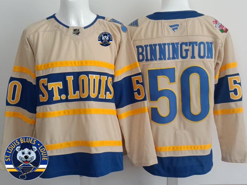 Men St.Louis Blues #50 Binnington Cream 2025 Fanatics Home Premium NHL Jersey style 3->st.louis blues->NHL Jersey